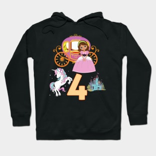 4th birthday  Princess Castle Unicorn Carriage Hoodie